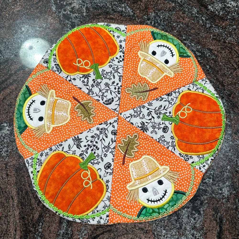 Handmade quilted fall tabletop decoration